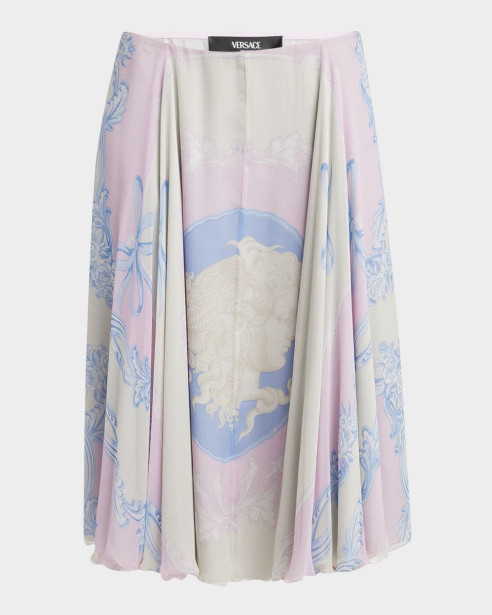 Medusa Cameo Foulard Silk Creponne Skirt